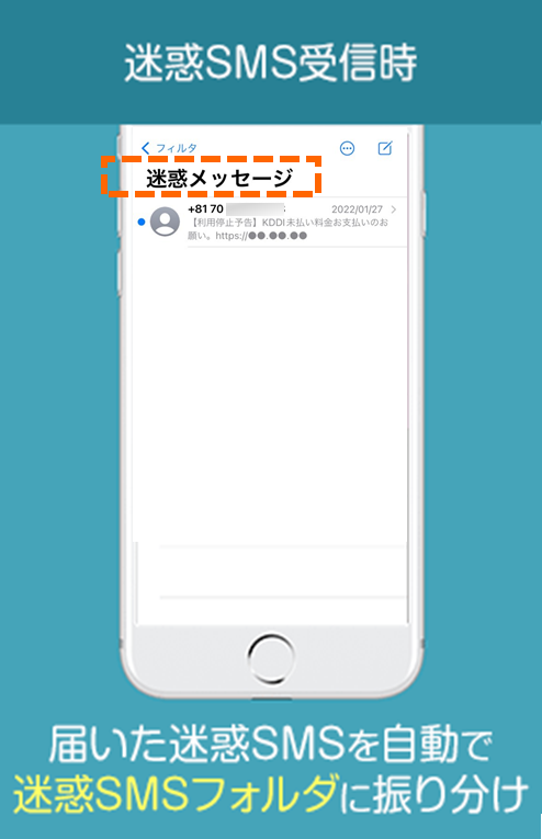 迷惑SMS受信時