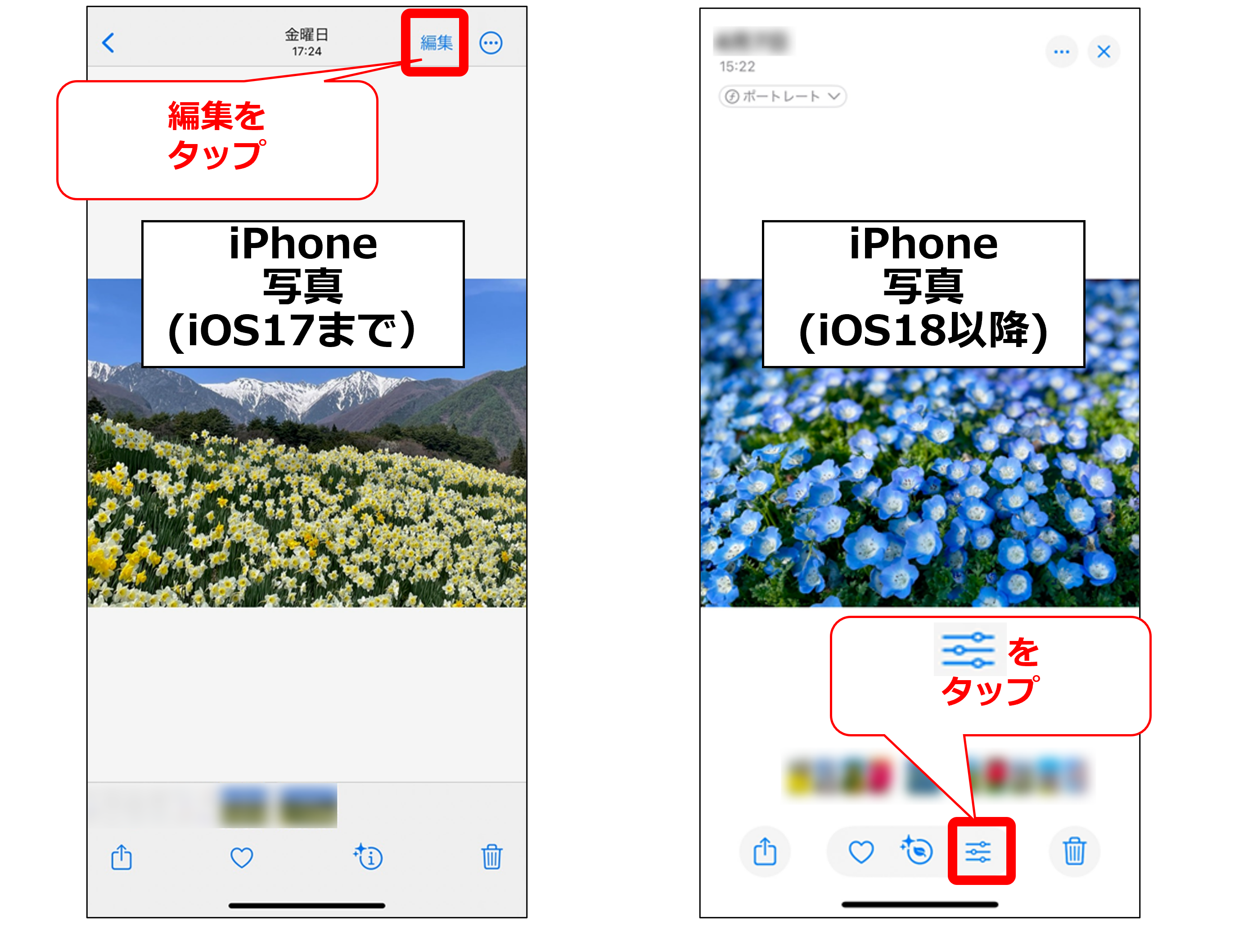 iOSの編集画面